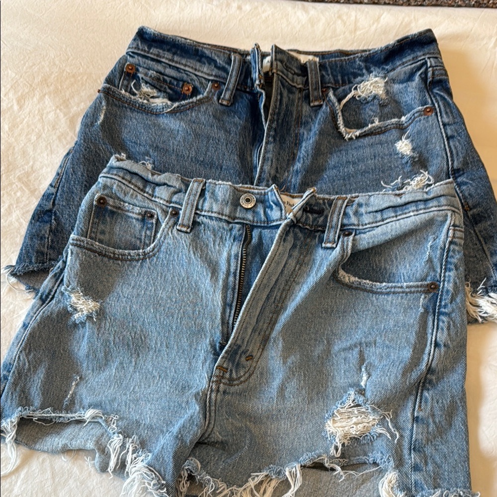 Distressed Denim Shorts Set